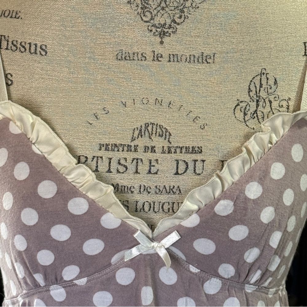Maidenform Polka Dot Tank Nightgown in Mauve / Lavender and White Medium - Picture 4 of 11